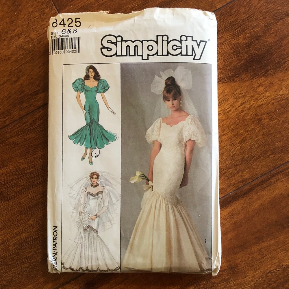 Simplicity 8425 Wedding gown 80s Sewing Pattern